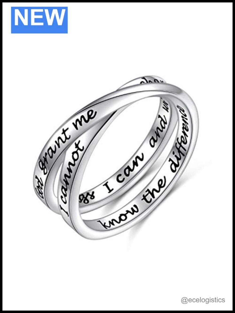Sterling Silver Inspirational Serenity Prayer Ring for Women